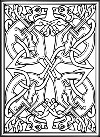 Celtic Dogs Design Coloring Page